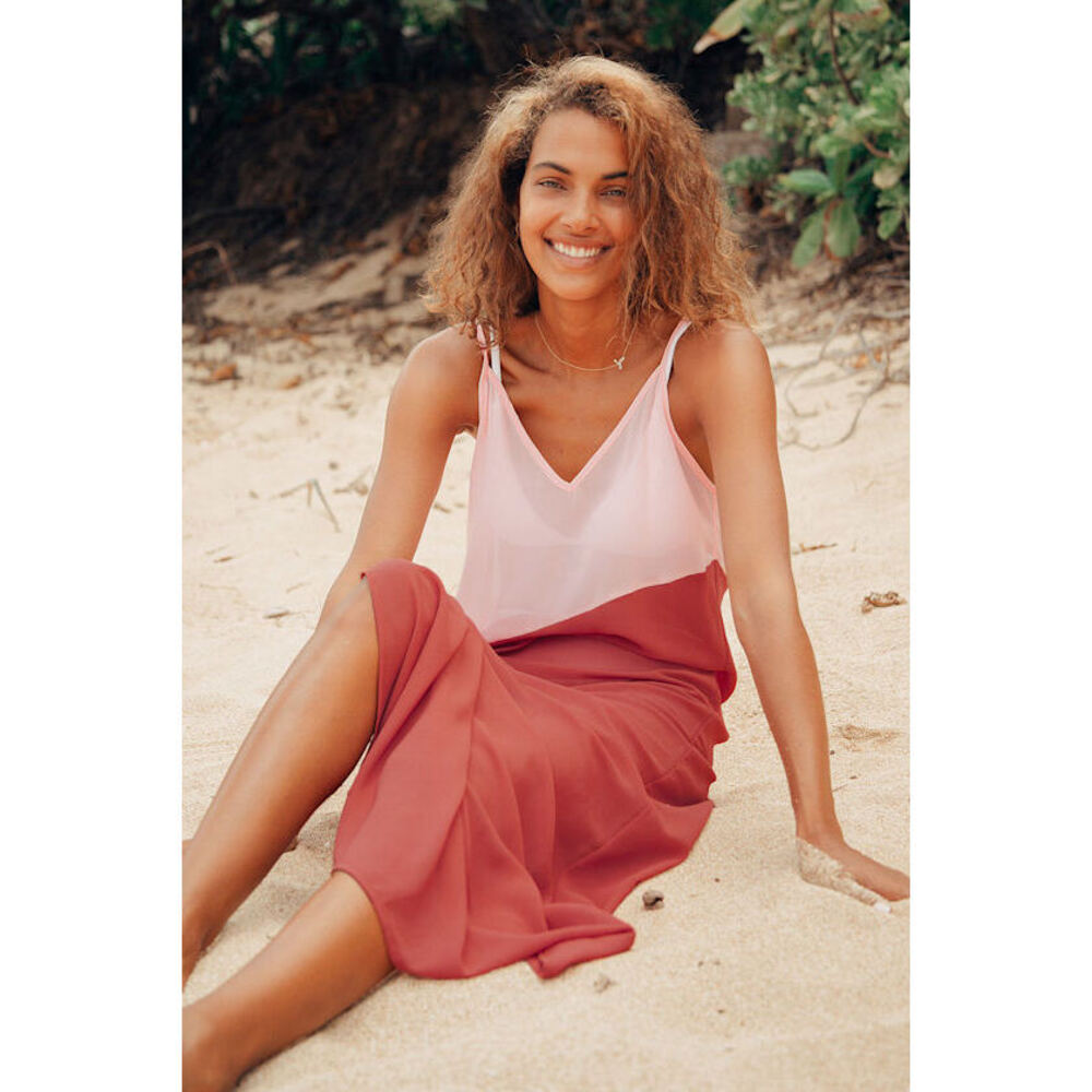 Lulus Seaside Retreat Red And Blush Maxi Cover-up - Size S
